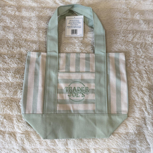 Trader Joe’s Mini Pastel Stripe Canvas Tote Bag - Green