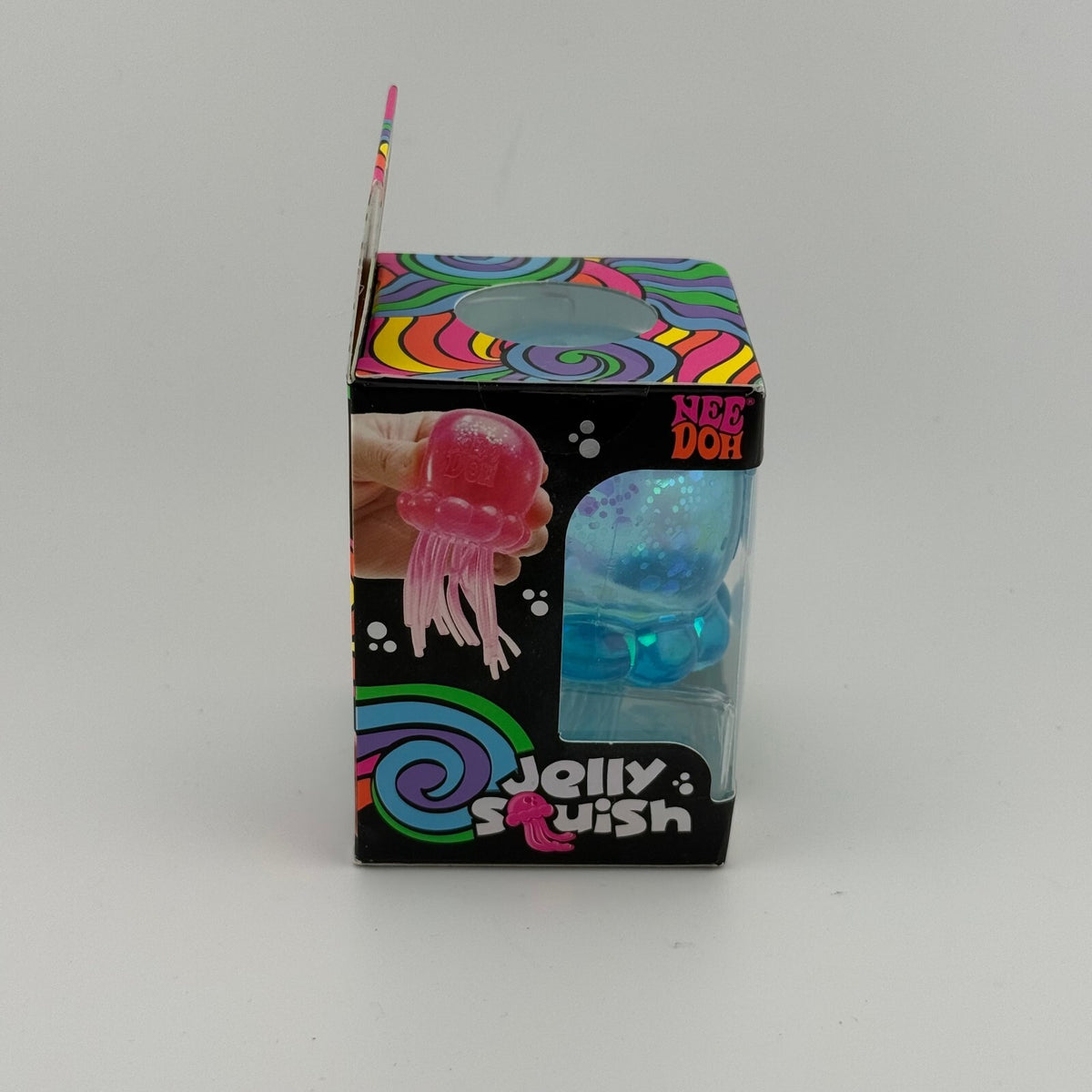 NeeDoh Jelly Squish Blue Glitter Jellyfish Super Solid Squish Sensory Toy