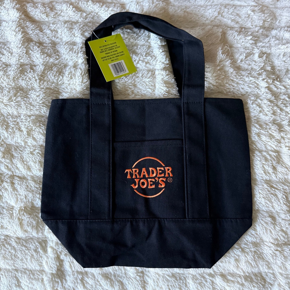 Trader Joe's 2026 Trick or Treat Mini Canvas Tote Bag - Black Orange