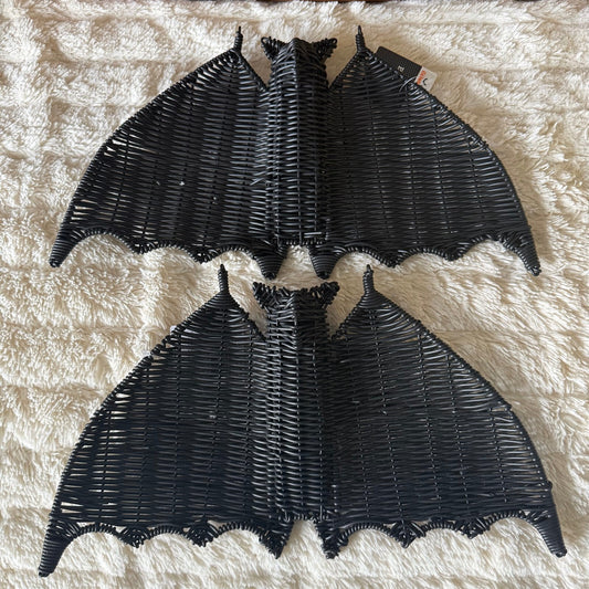2026 Halloween Woven Bat Decor Black 15.25" - Set of 2