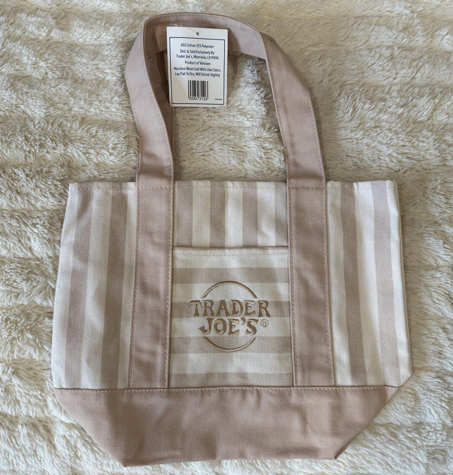 Trader Joe’s Mini Pastel Stripe Canvas Tote Bag - Beige