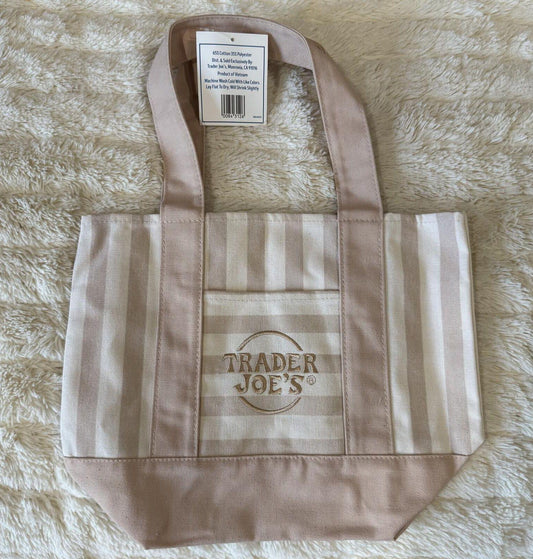 Trader Joe’s Mini Pastel Stripe Canvas Tote Bag - Beige