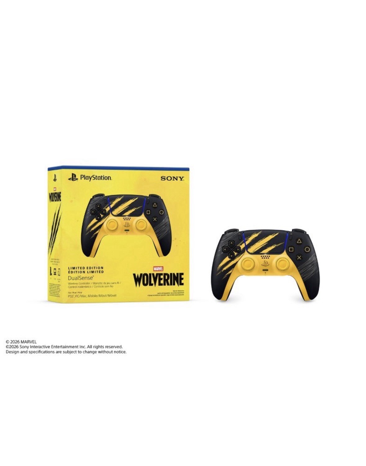 PS5 DualSense Wireless Controller - Marvel's Wolverine Battle - Yellow - Presale