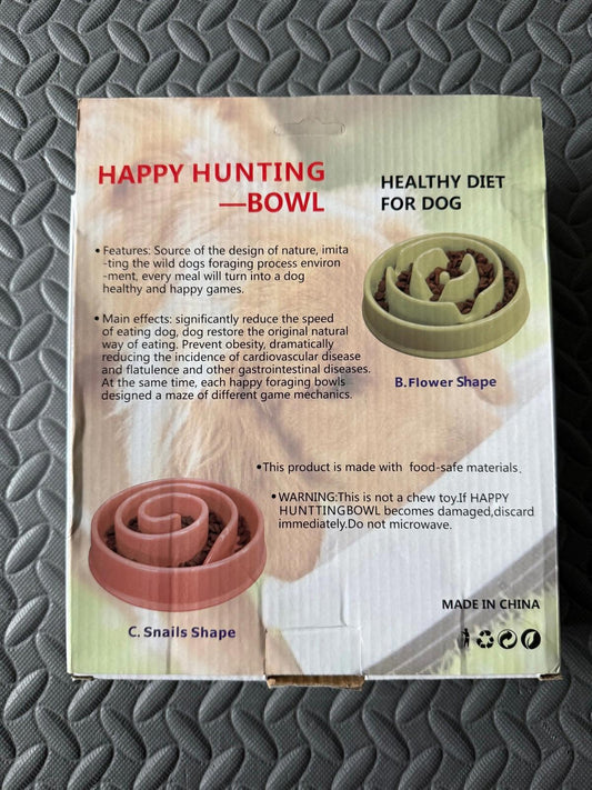 Happy Hunting Dog Bowl Pink Coral Shape Slow Speed Feeder