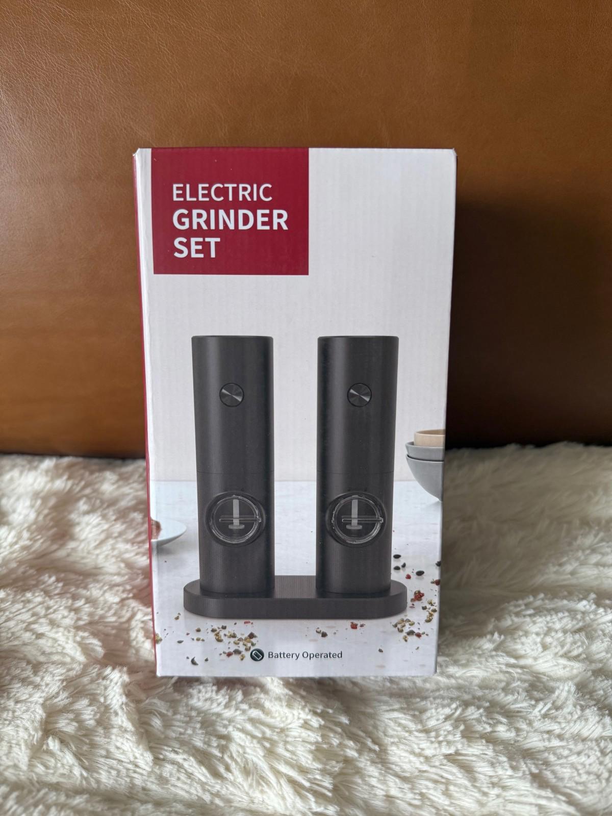 Electric Salt and Pepper Grinder Set Battery w/ LED Light