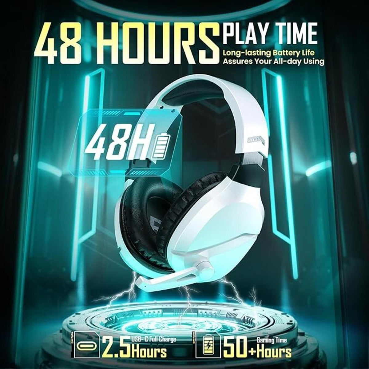 Wireless Gaming Headset w/ Noise Canceling for PS5 PC PS4