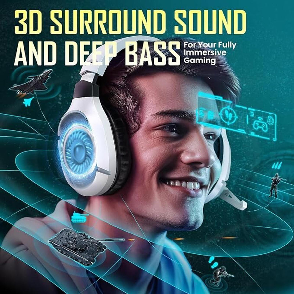 Wireless Gaming Headset w/ Noise Canceling for PS5 PC PS4