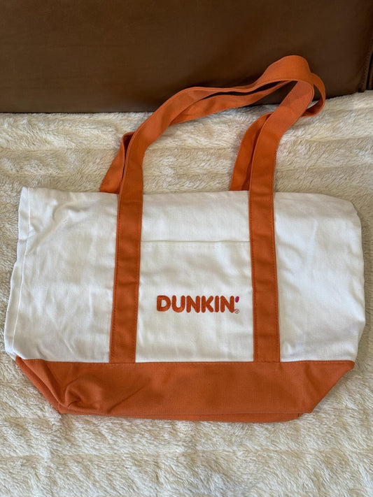 Dunkin’ White & Orange Tote Bag W/ Outside Drink Pocket 2026