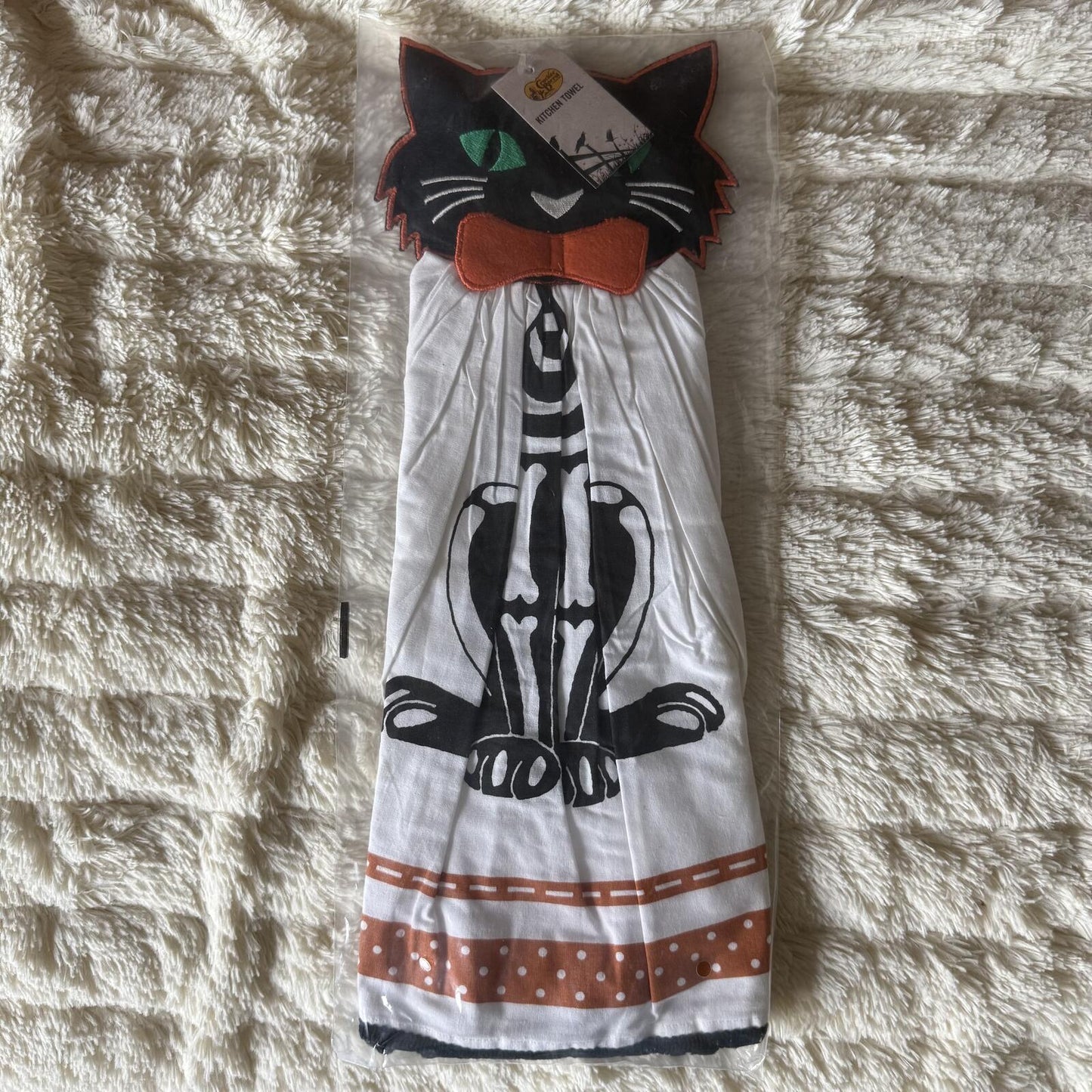 Halloween Skeleton Cat Decorative Hanging Kitchen Towel