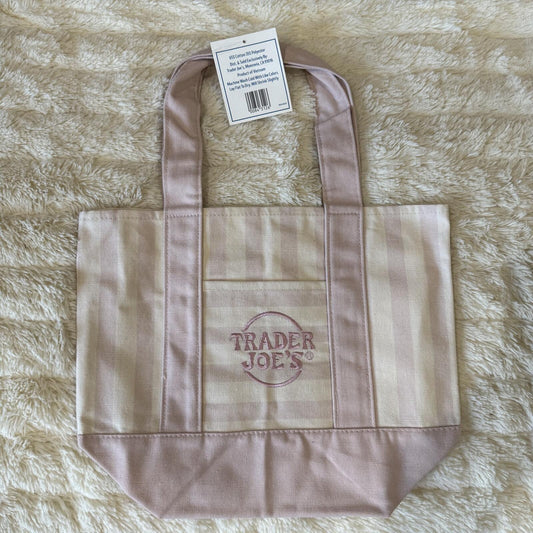 Trader Joe’s Mini Pastel Stripe Canvas Tote Bag - Pink