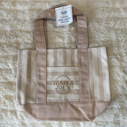Trader Joe’s Mini Pastel Stripe Canvas Tote Bag - Beige