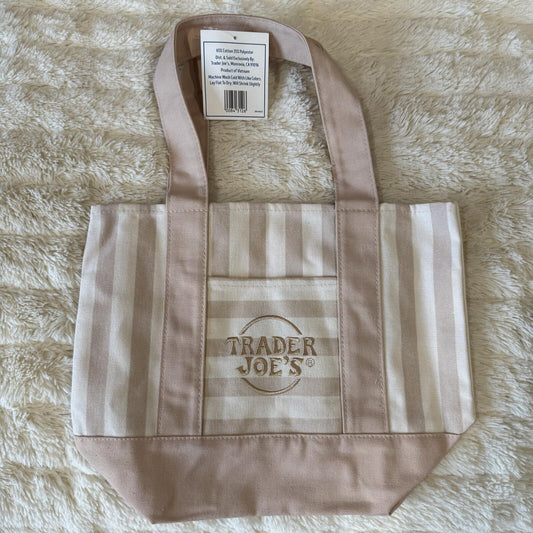 Trader Joe’s Mini Pastel Stripe Canvas Tote Bag - Beige