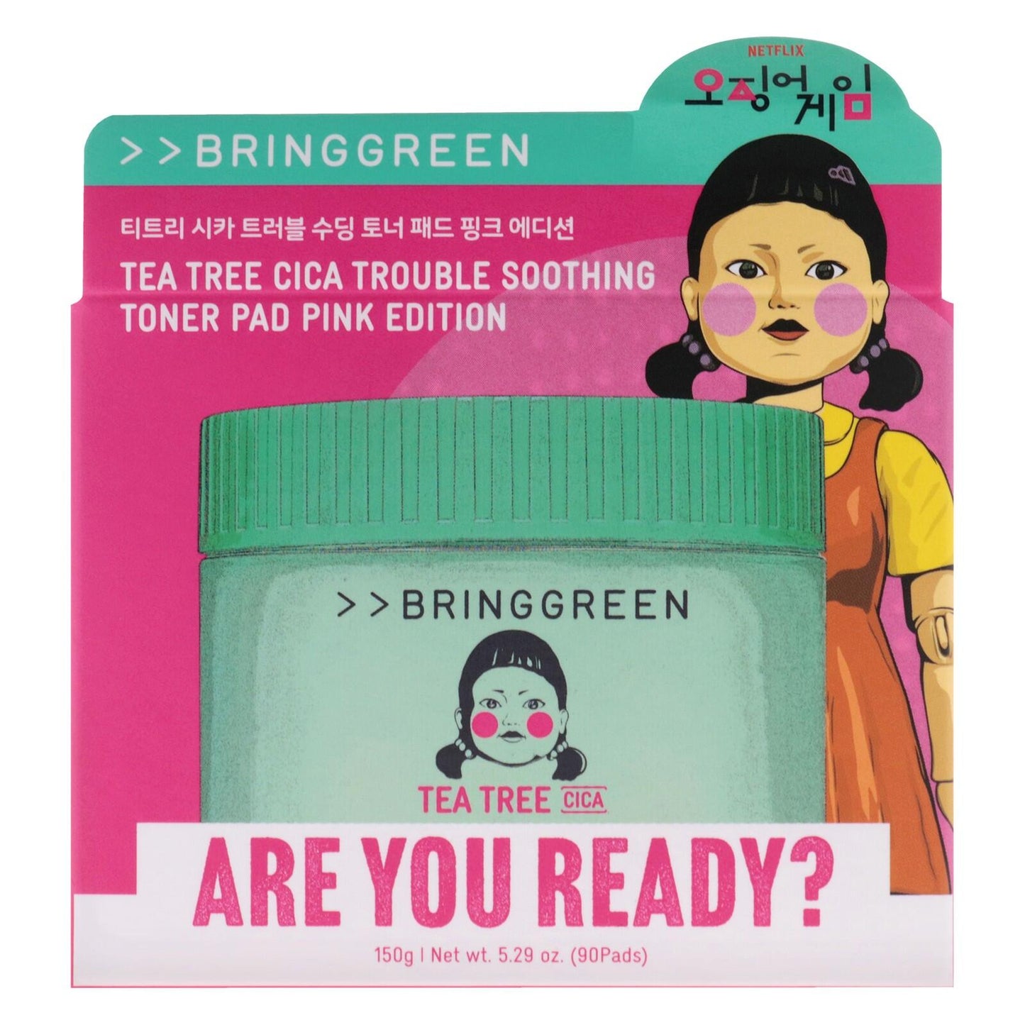 BringGreen - Trouble Soothing Toner Pad - Pink Edition Tea Tree - 90 pc