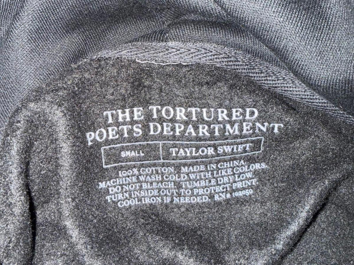 Taylor Swift - The Tortured Poets Department Black Hoodie - Small