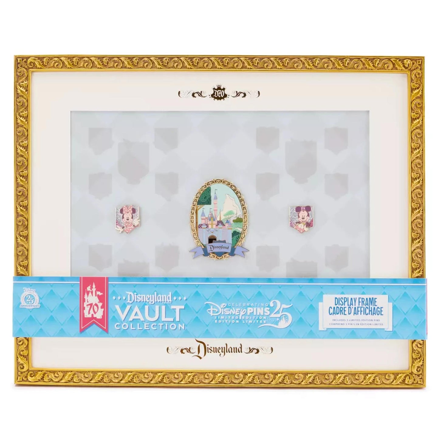 Disney Castle 70th Anniversary Vault LE Pin Frame w/ 3 pins