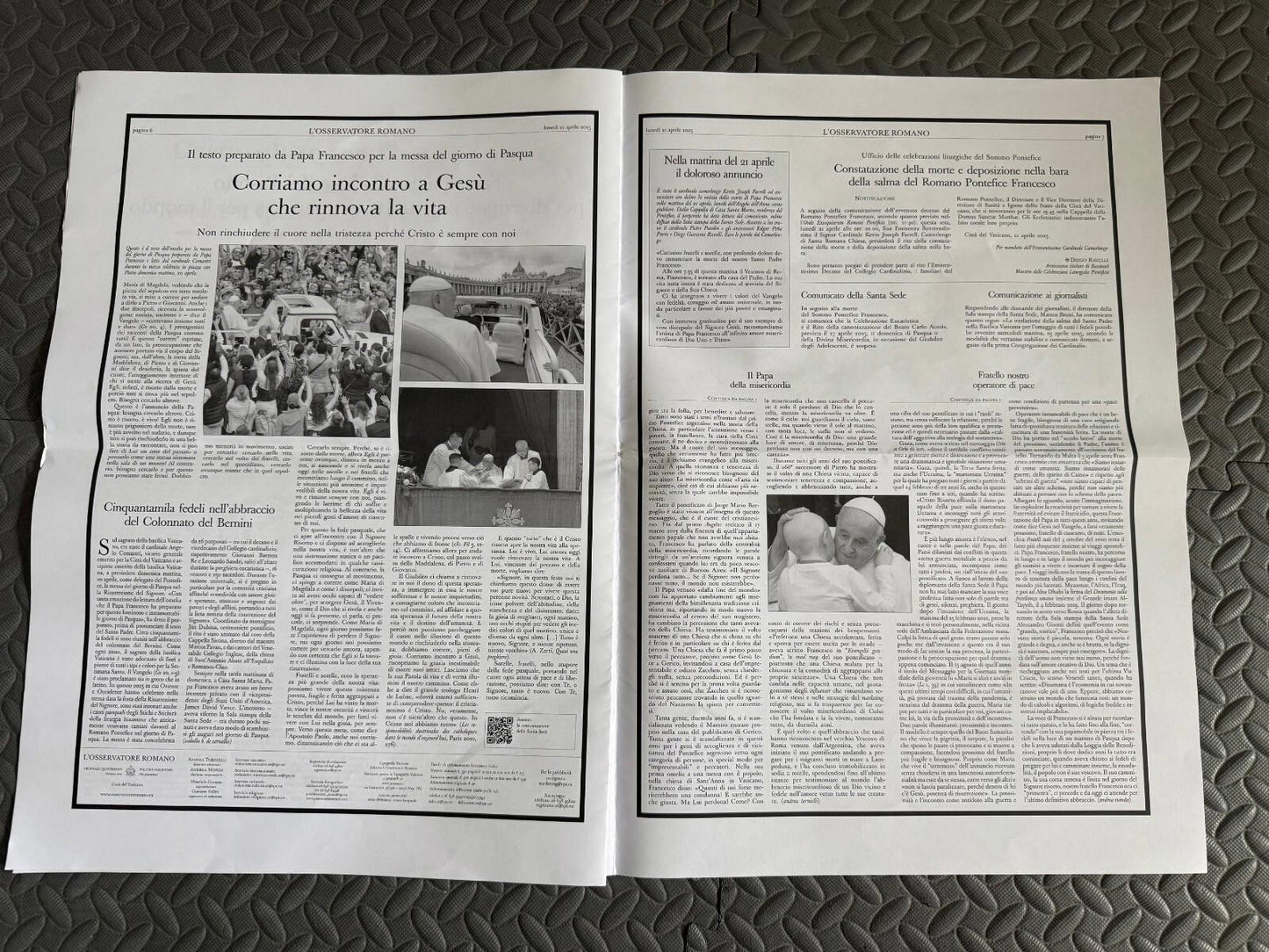 L'OSSERVATORE ROMA - Pope Francis Death - Official Copy