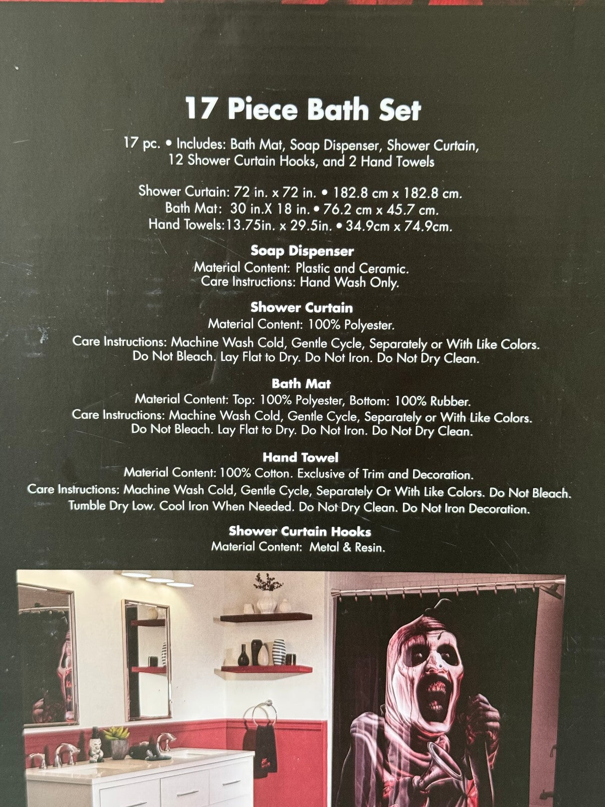 Terrifier - Art The Clown - 17 Piece Bathroom Bath Set