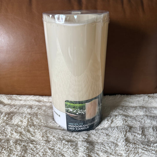 Hampton Bay 12" Indoor/Outdoor LED Flameless Pillar Candle 6" - Ivory