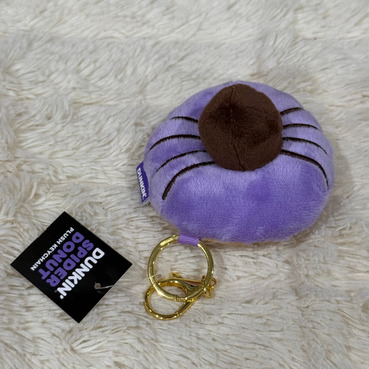 2026 Dunkin Spider Donut Plush Keychain Keyring w/ Lobster Clasp