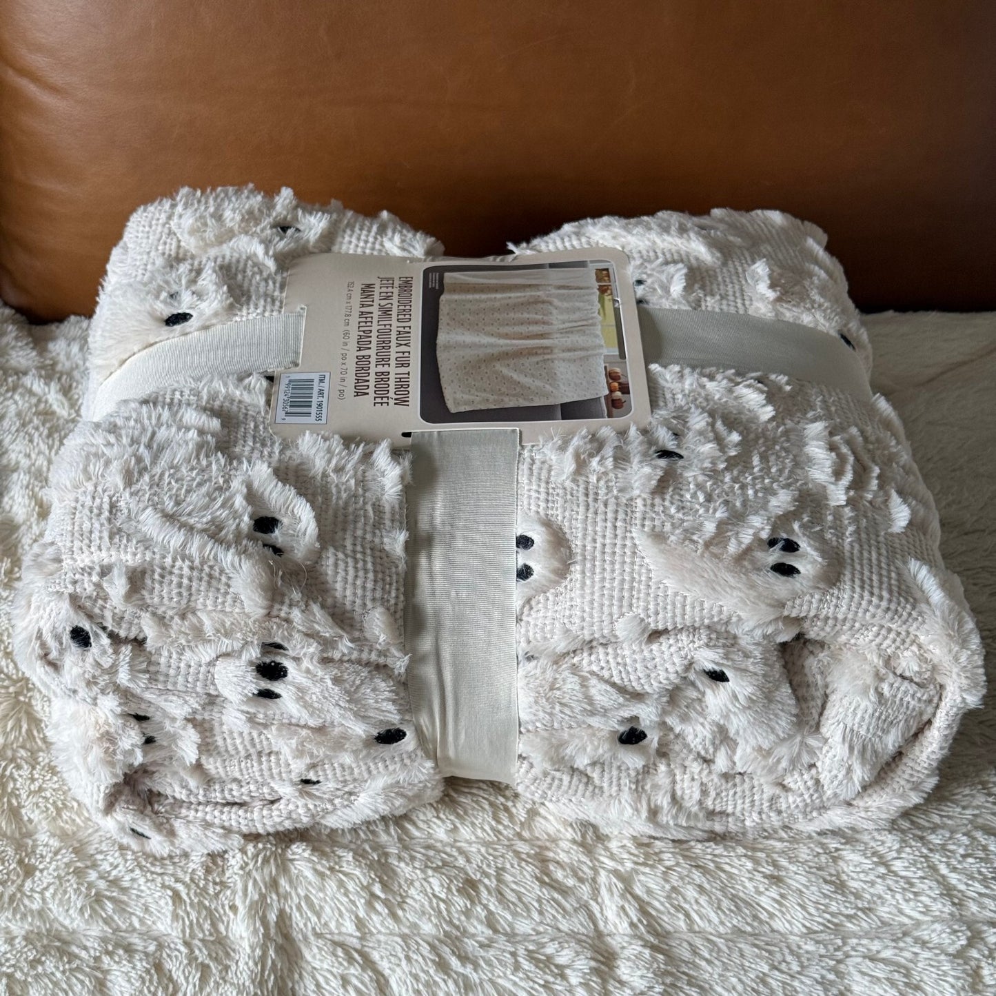 Costco Halloween White Ghost Faux Fur Throw Soft Blanket