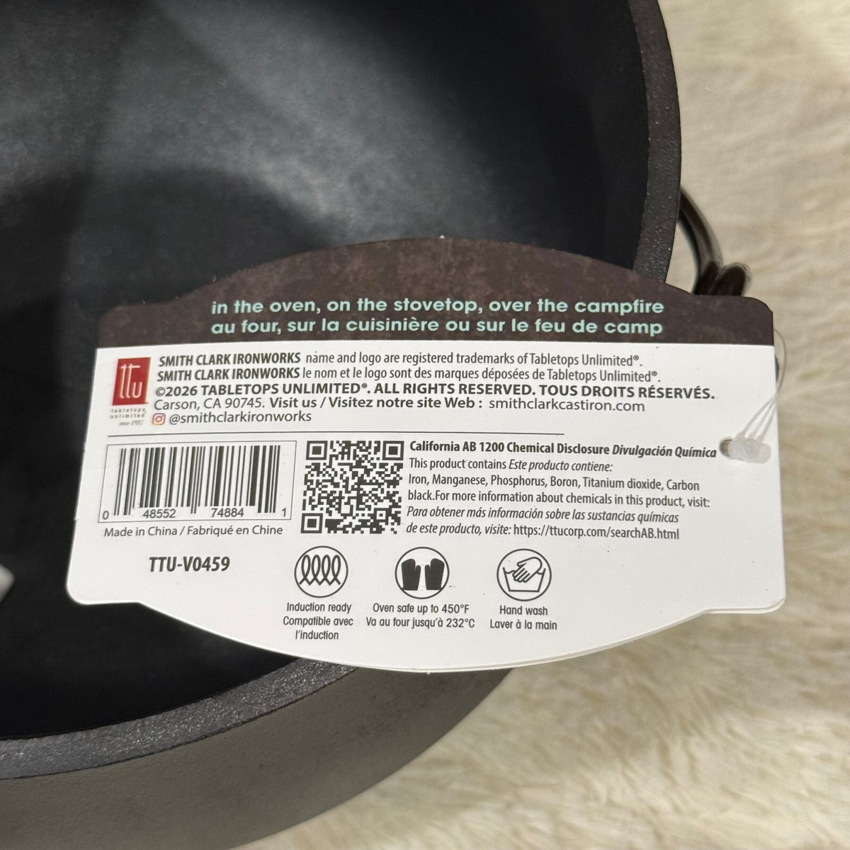 Smith & Clark - 6 Qt Cast Iron Cauldron - Green Bubbling Lid