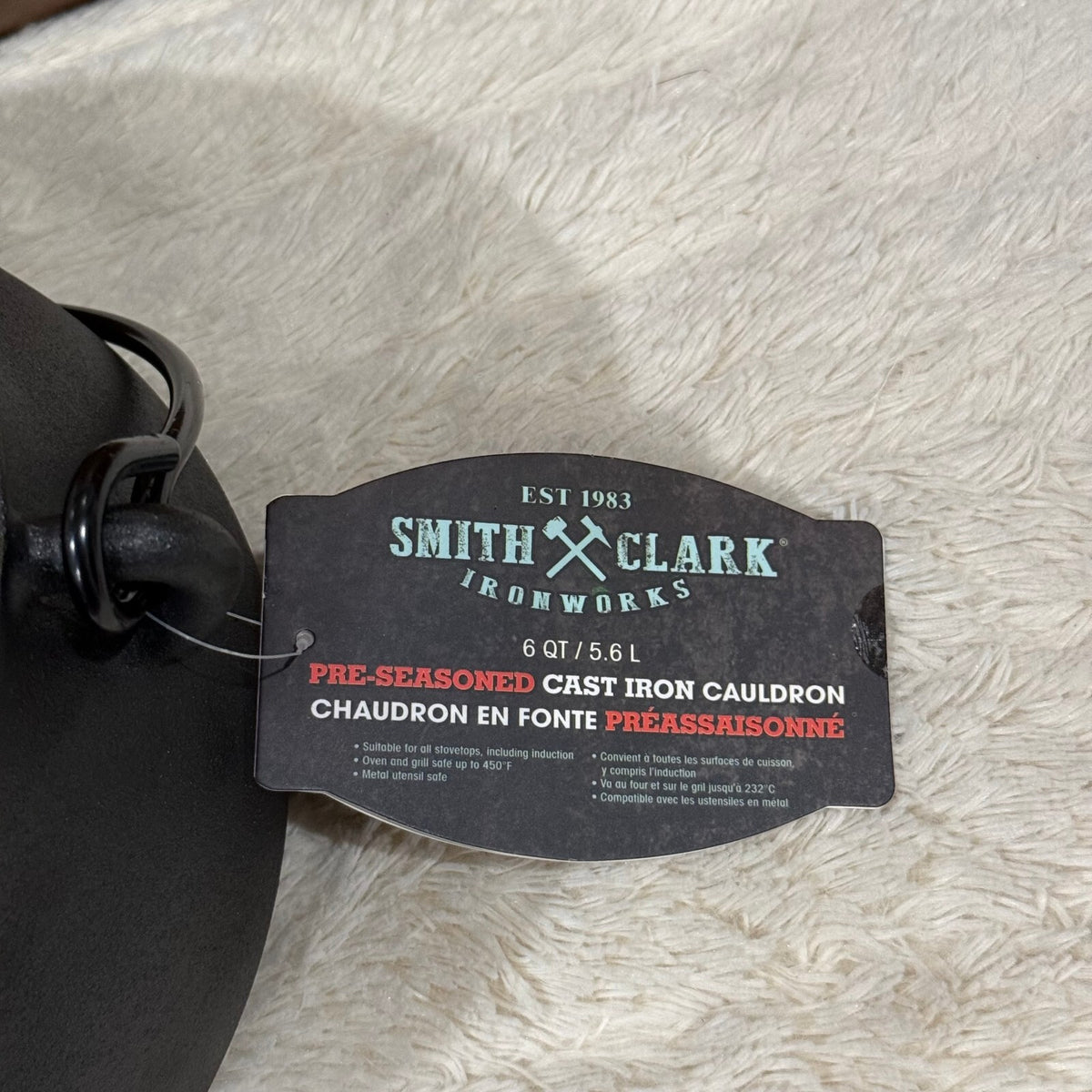 Smith & Clark - 6 Qt Cast Iron Cauldron - Green Bubbling Lid