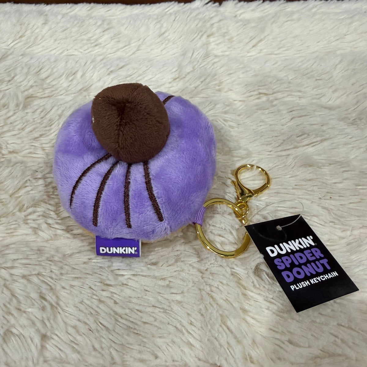 2026 Dunkin Spider Donut Plush Keychain Keyring w/ Lobster Clasp