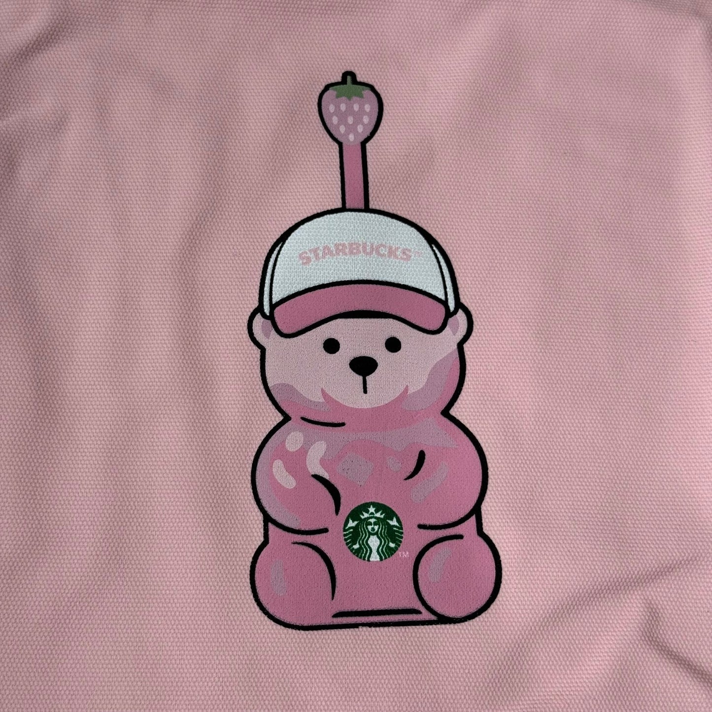 Starbucks - Pink Bear Canvas Tote Bag Strawberry Design