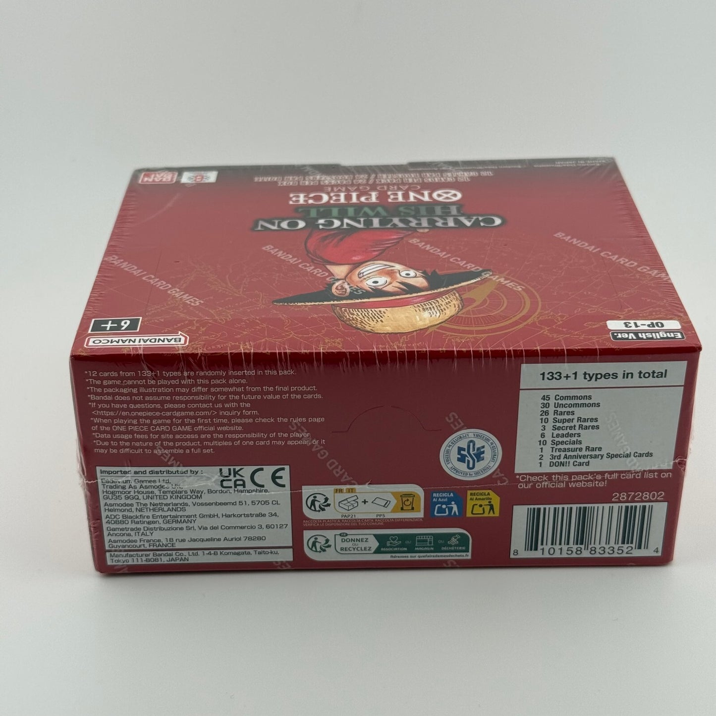 One Piece OP-13 Carrying On His Will Booster Box & Premium Bandai Sleeves