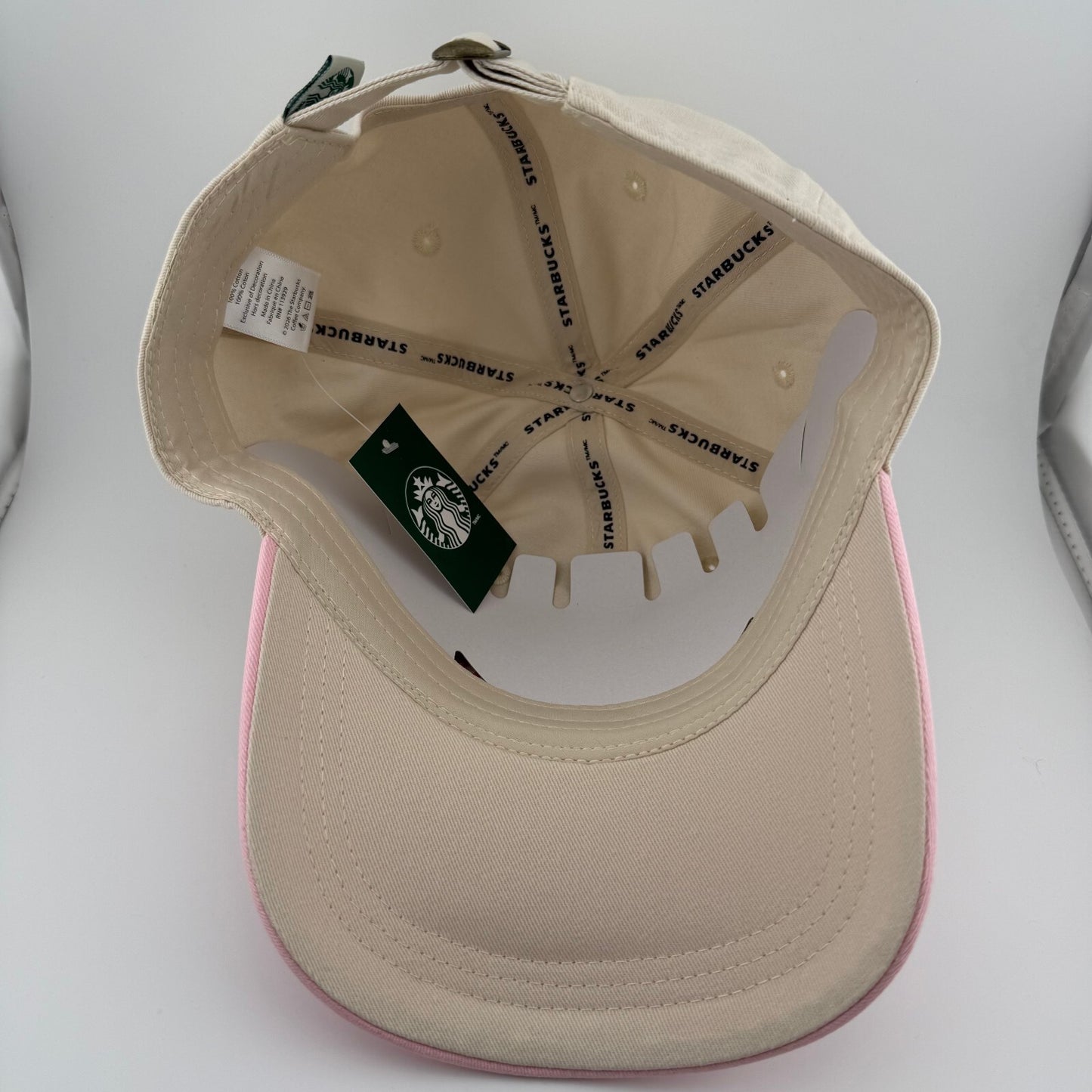 Starbucks Pink & Cream Embroidered Baseball Cap NWT Hat