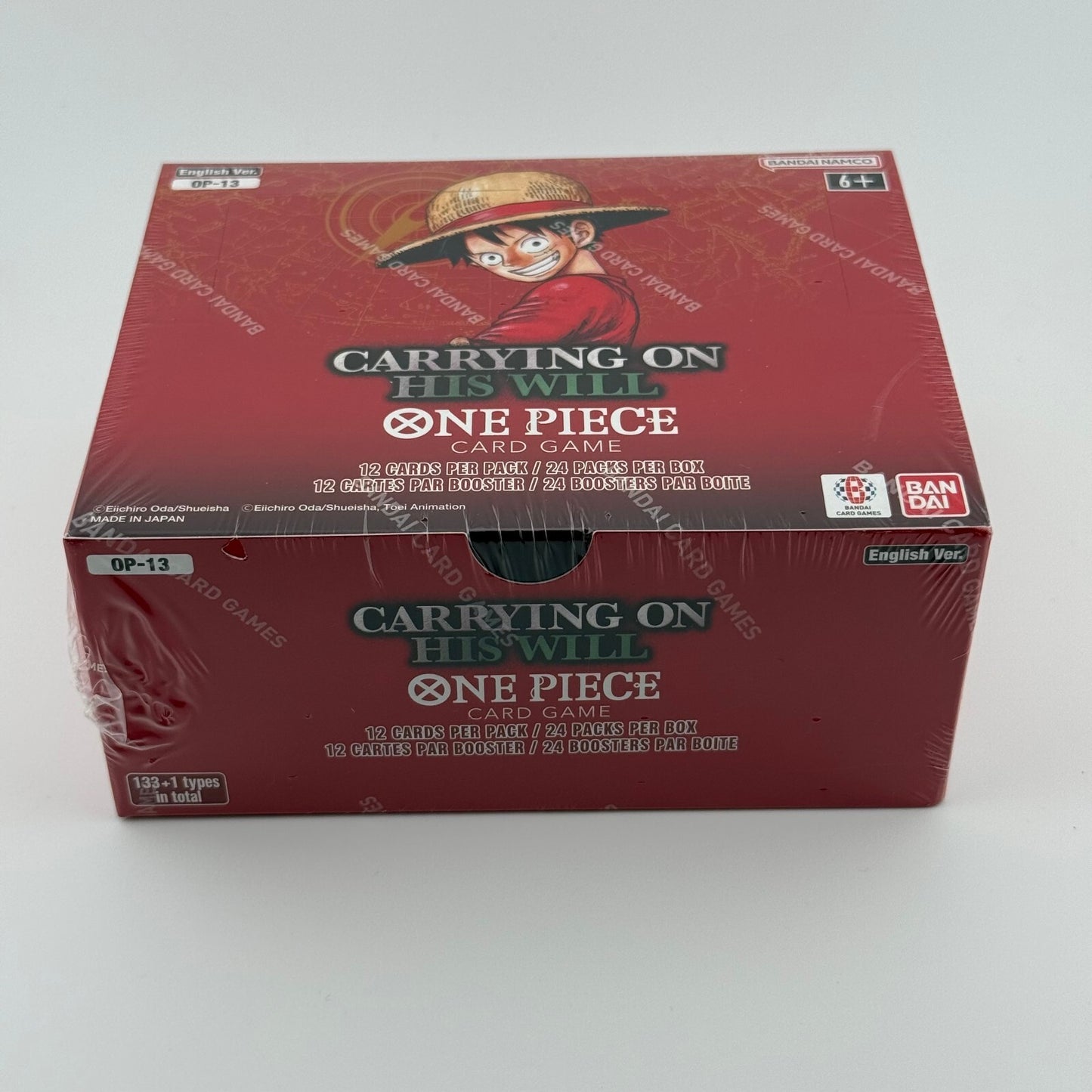 One Piece OP-13 Carrying On His Will Booster Box & Premium Bandai Sleeves