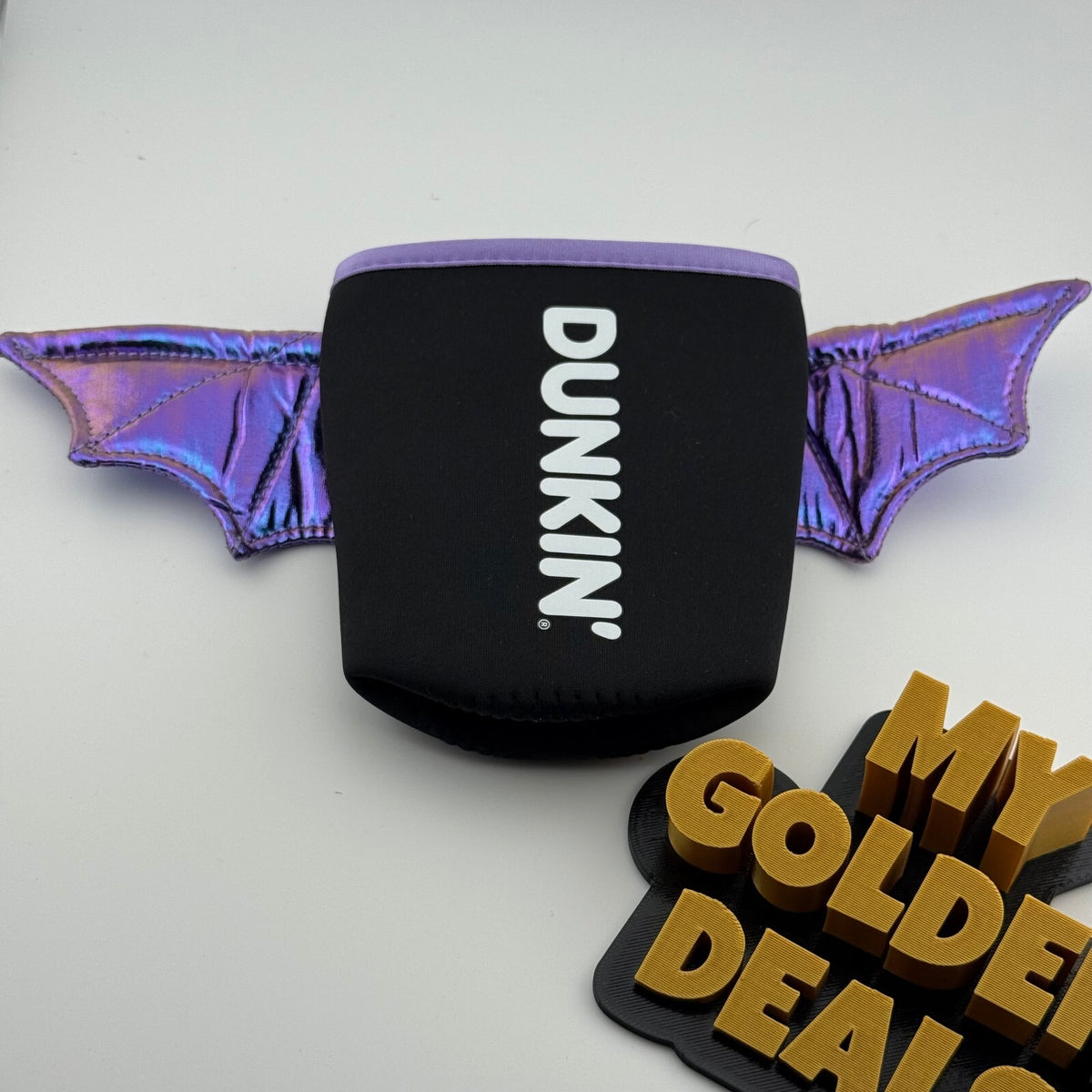 Dunkin' Halloween Bat Wings Koozie – Purple Iridescent Cup Sleeve