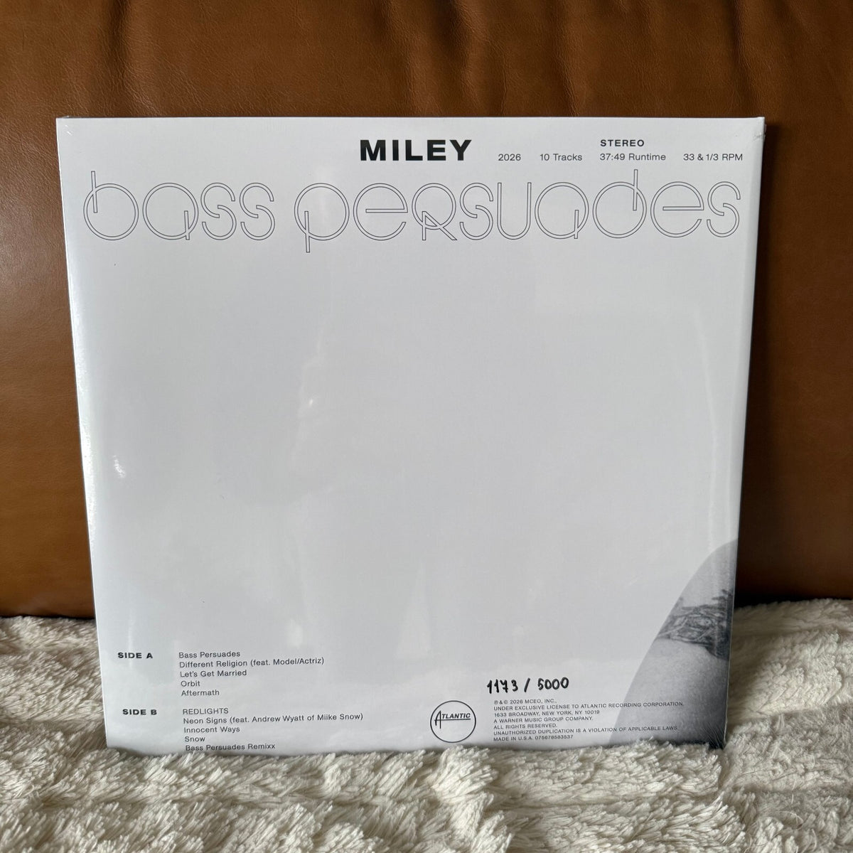 Miley Cyrus - Bass Persuades Vinyl - Vertigo Exclusive /5000 - Sealed