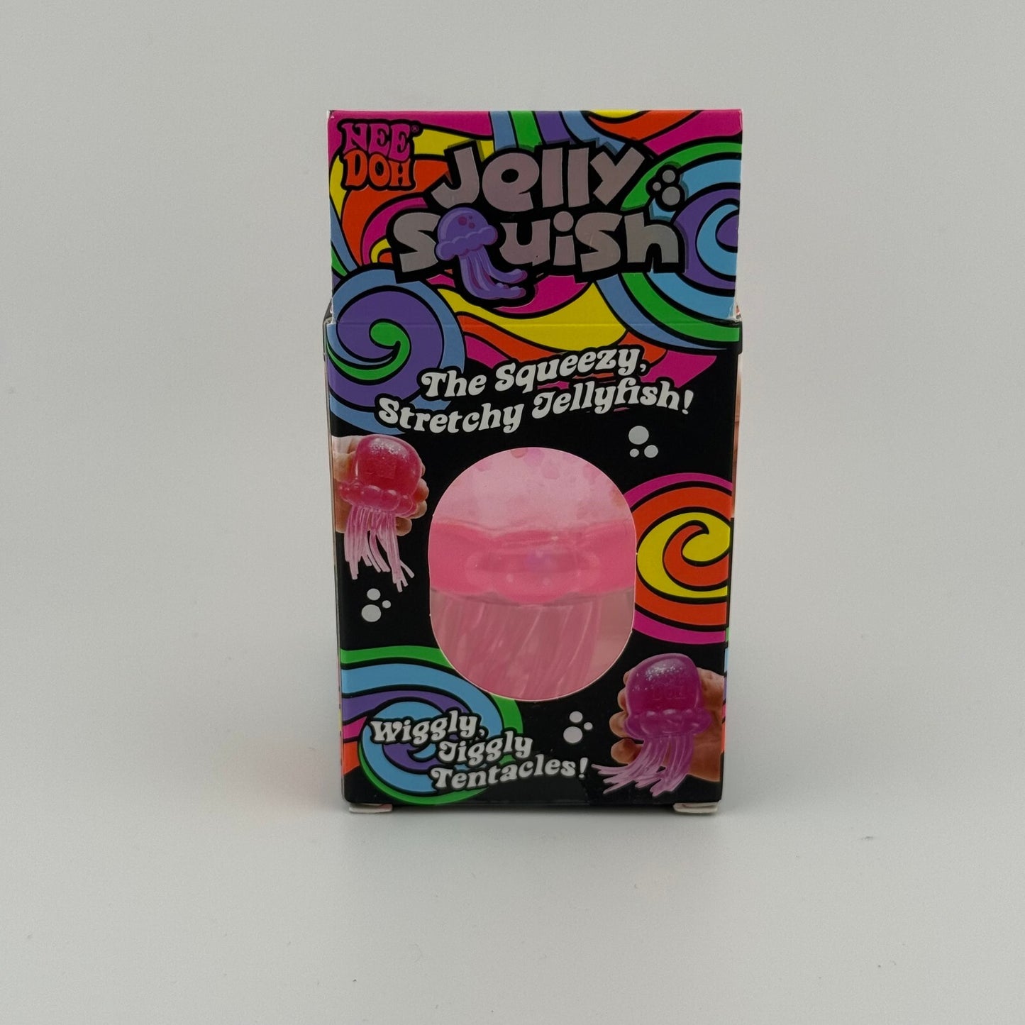 NeeDoh Jelly Squish Pink Glitter Jellyfish Super Solid Squish Sensory Toy