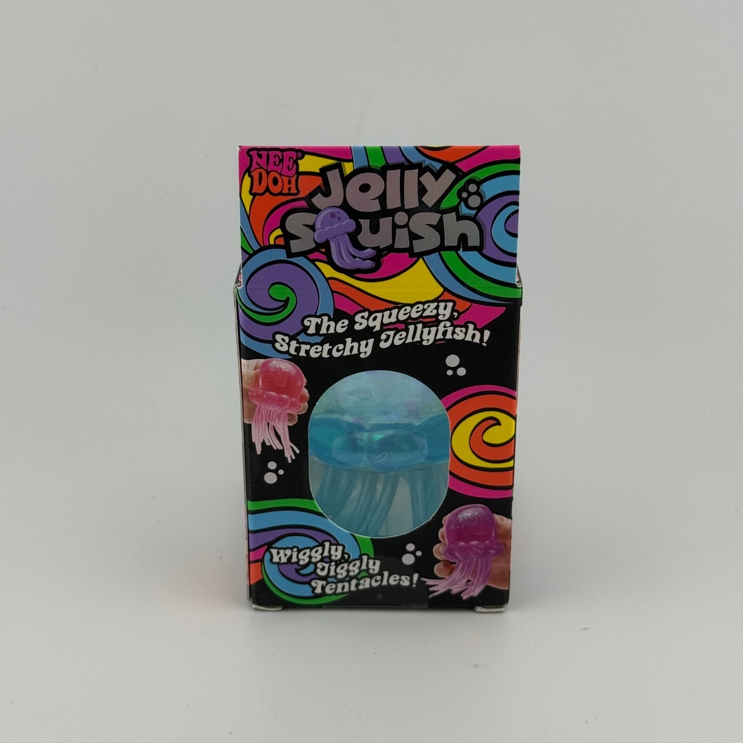 NeeDoh Jelly Squish Blue Glitter Jellyfish Super Solid Squish Sensory Toy