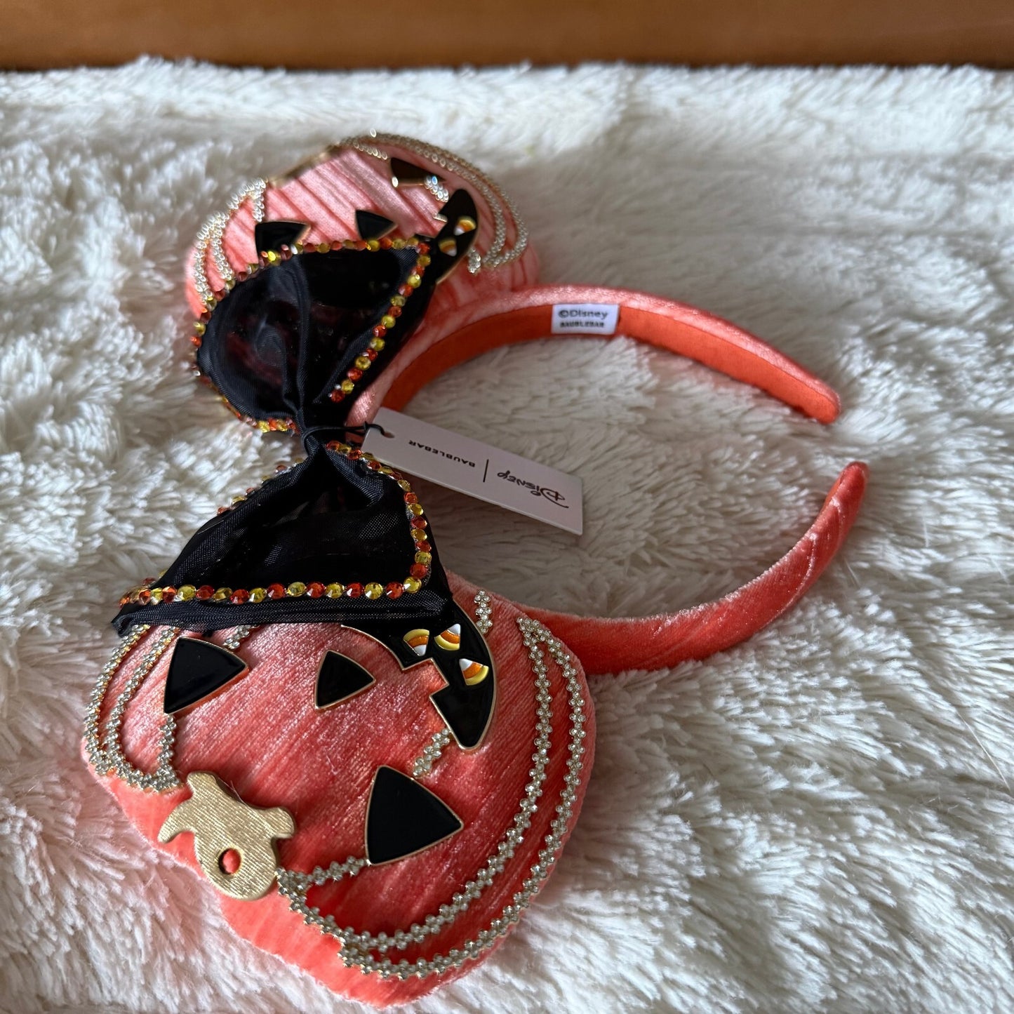 Disney BaubleBar - Halloween Pumpkin Minnie Ears Headband Candy Corn Bow