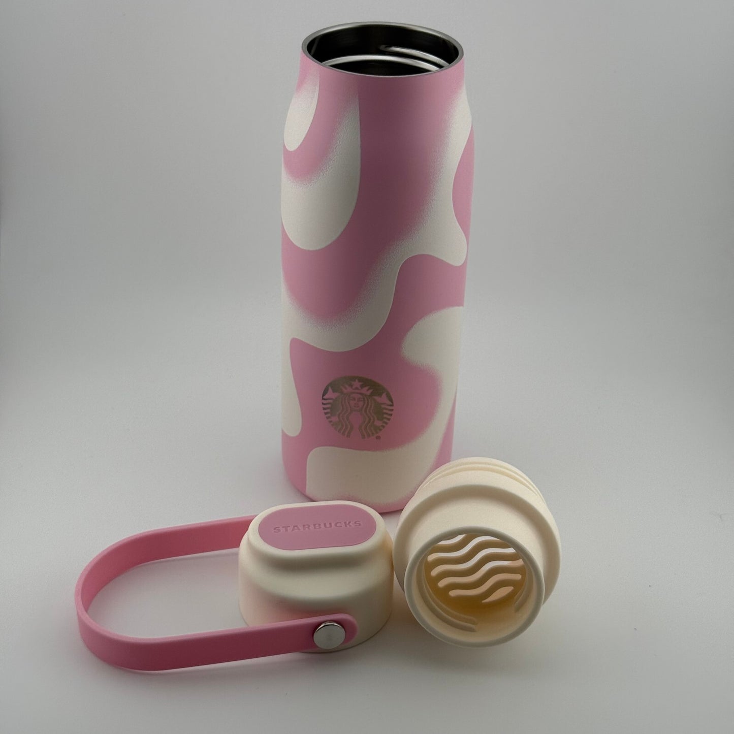 NEW Starbucks Pink Swirl Insulated Water Bottle 18oz