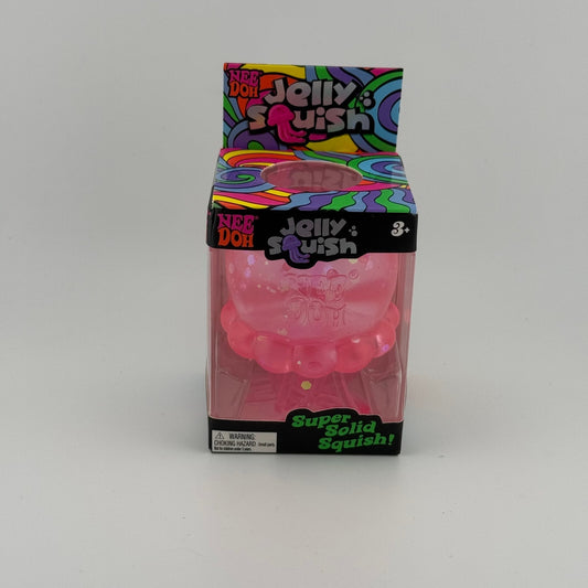 NeeDoh Jelly Squish Pink Glitter Jellyfish Super Solid Squish Sensory Toy