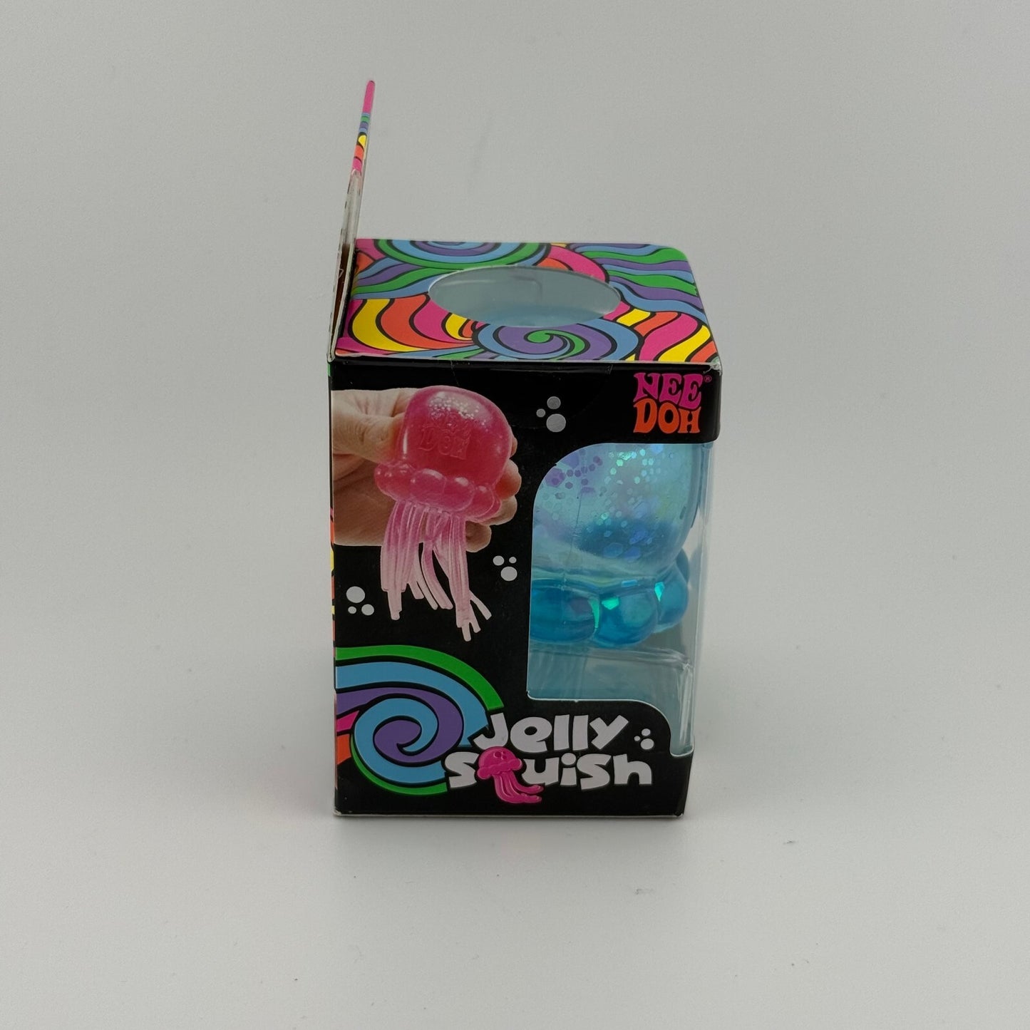NeeDoh Jelly Squish Blue Glitter Jellyfish Super Solid Squish Sensory Toy