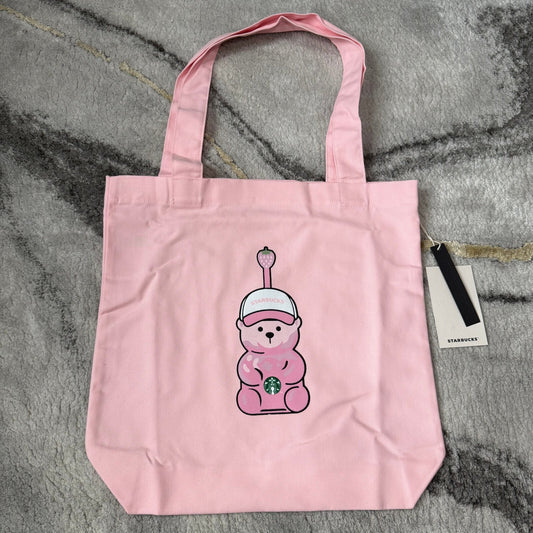 Starbucks - Pink Bear Canvas Tote Bag Strawberry Design