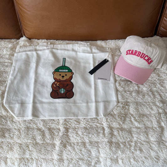 Starbucks Pink Collection Cap & Bearista Tote Bundle - Limited Edition