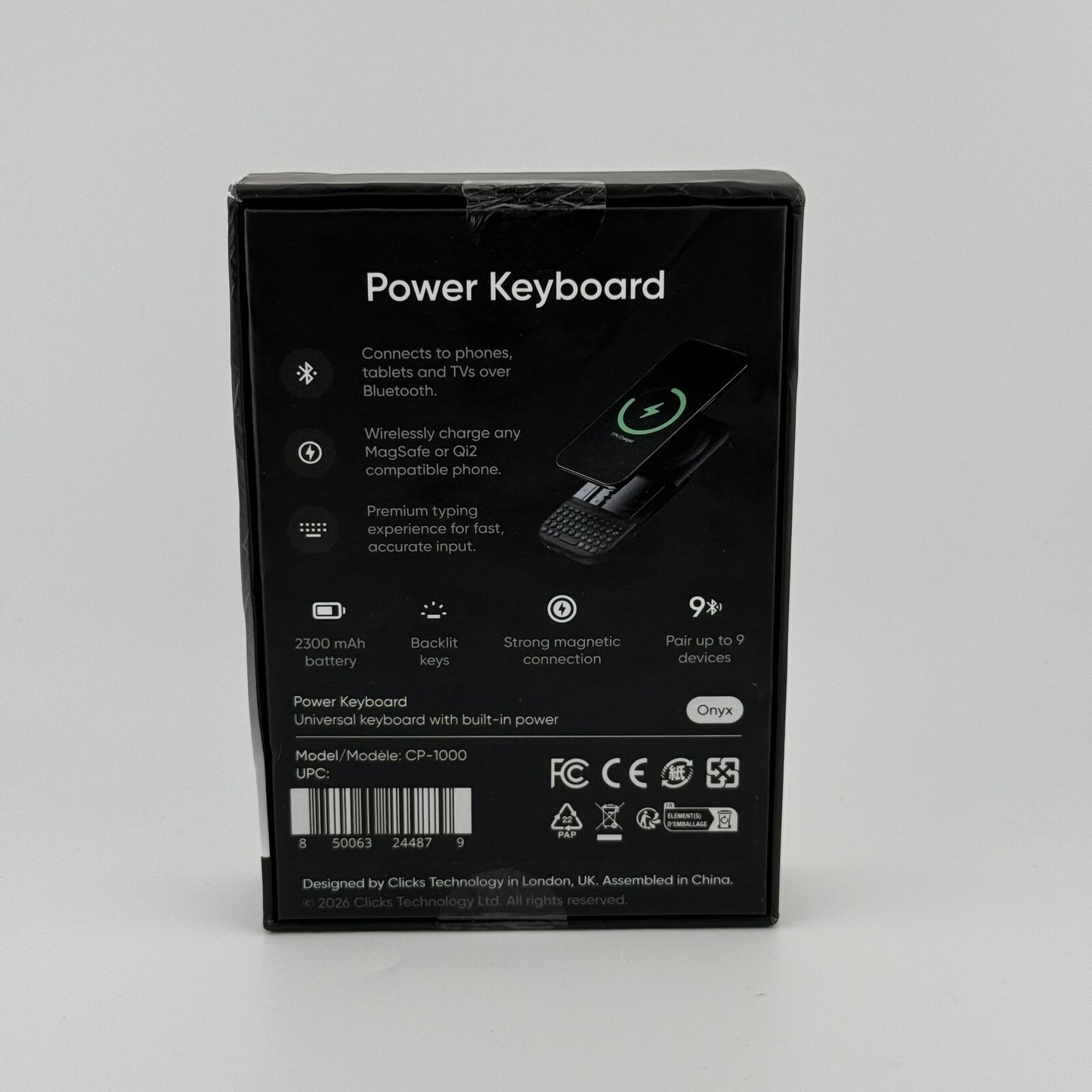 Clicks Power Keyboard - MagSafe Qi2 Wireless Bluetooth - Onyx
