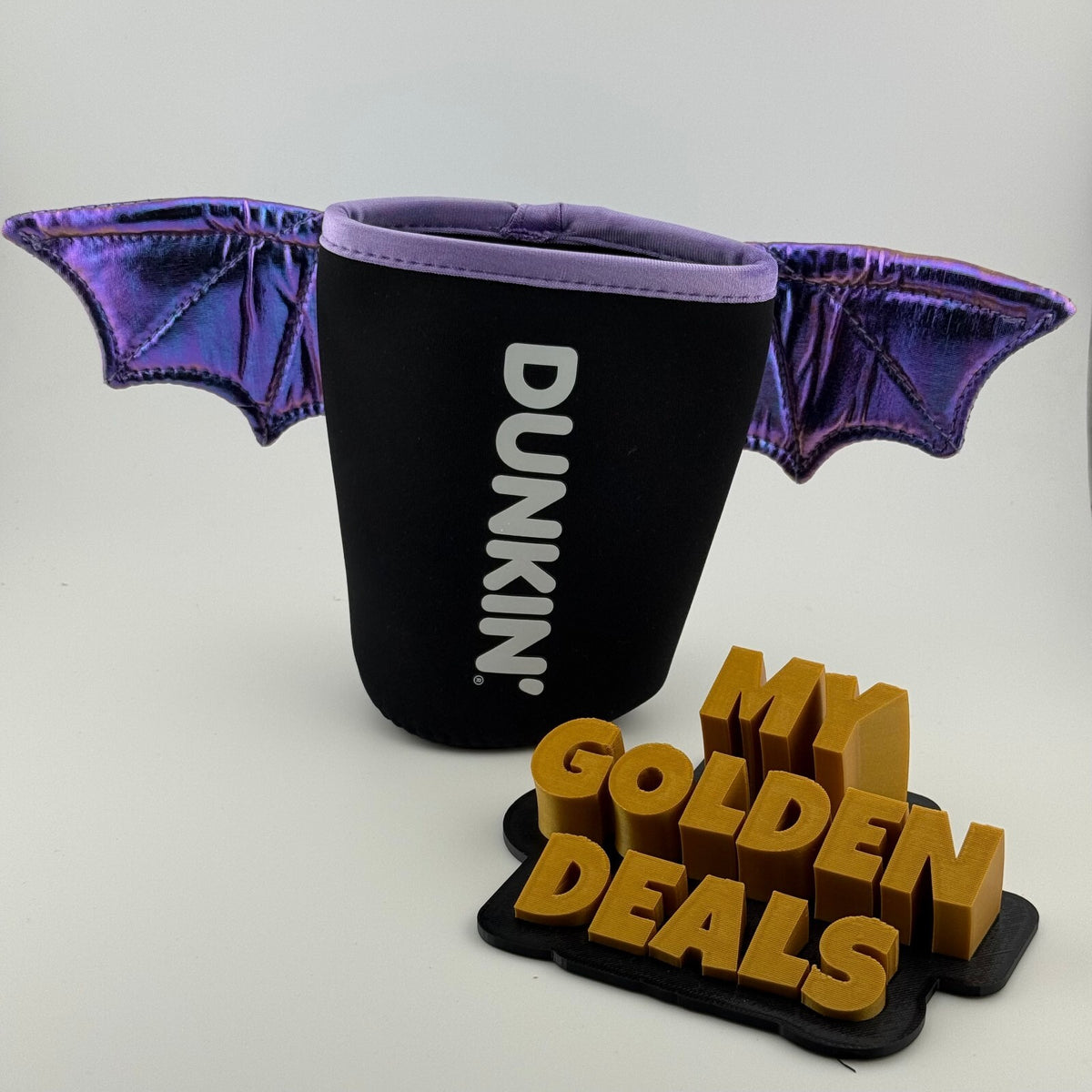 Dunkin' Halloween Bat Wings Koozie – Purple Iridescent Cup Sleeve