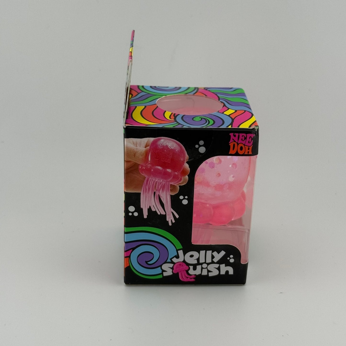 NeeDoh Jelly Squish Pink Glitter Jellyfish Super Solid Squish Sensory Toy