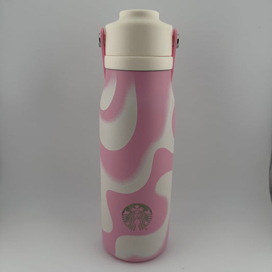 Starbucks Pink Swirl Insulated Water Bottle Stainless Steel Tumbler - 18oz