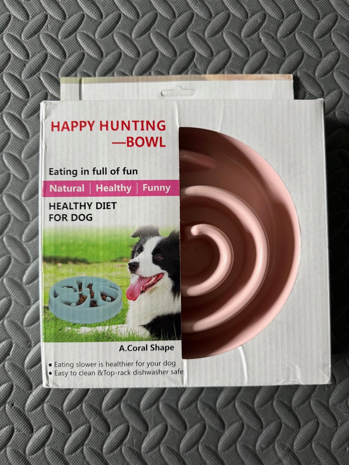 Happy Hunting Dog Bowl Pink Coral Shape Slow Speed Feeder