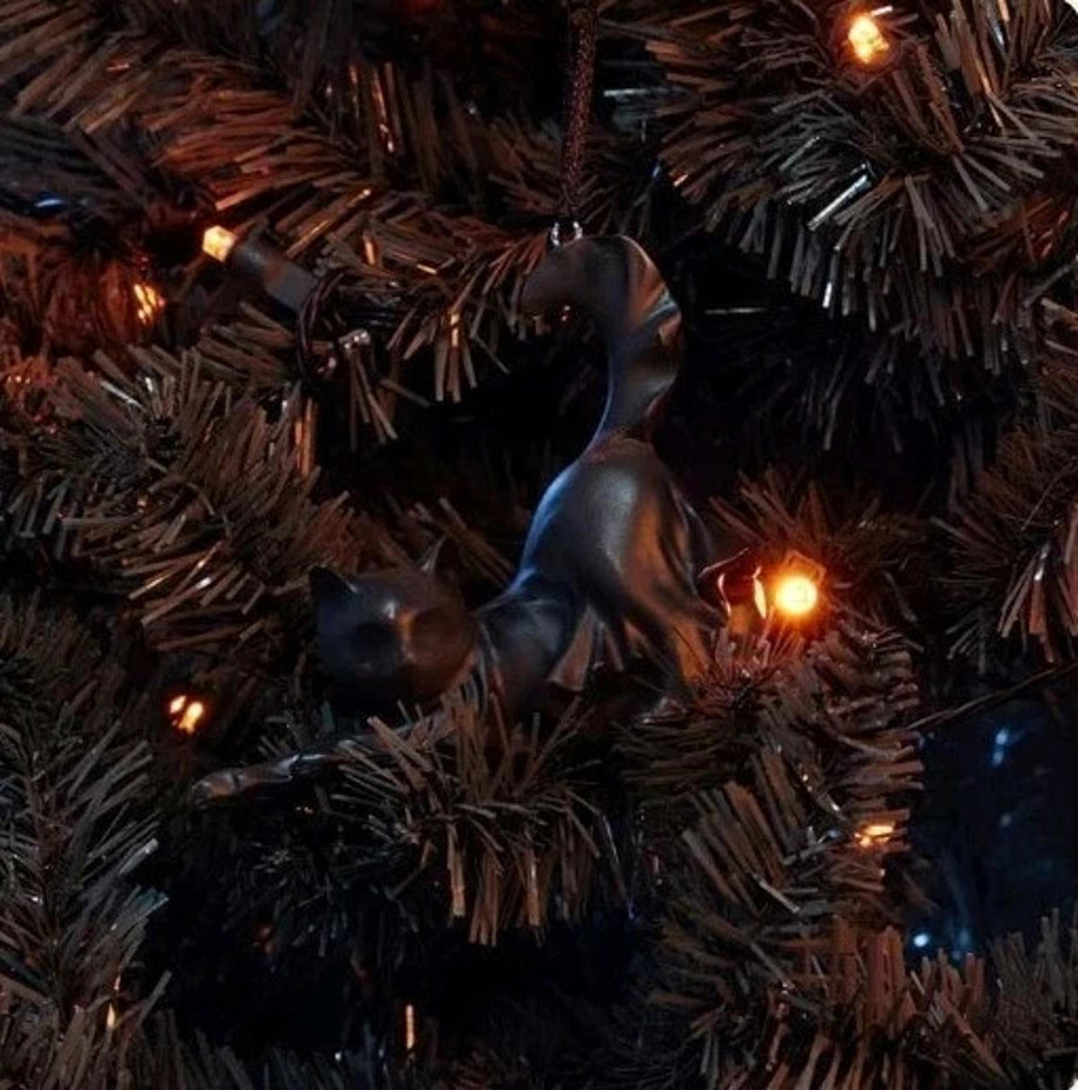 Cracker Barrel - Ghost Black Cat Halloween Ornament