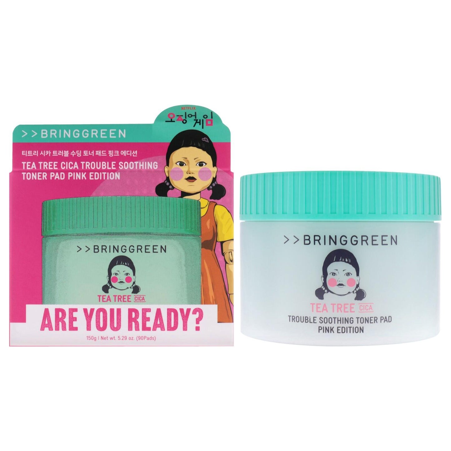 BringGreen - Trouble Soothing Toner Pad - Pink Edition Tea Tree - 90 pc