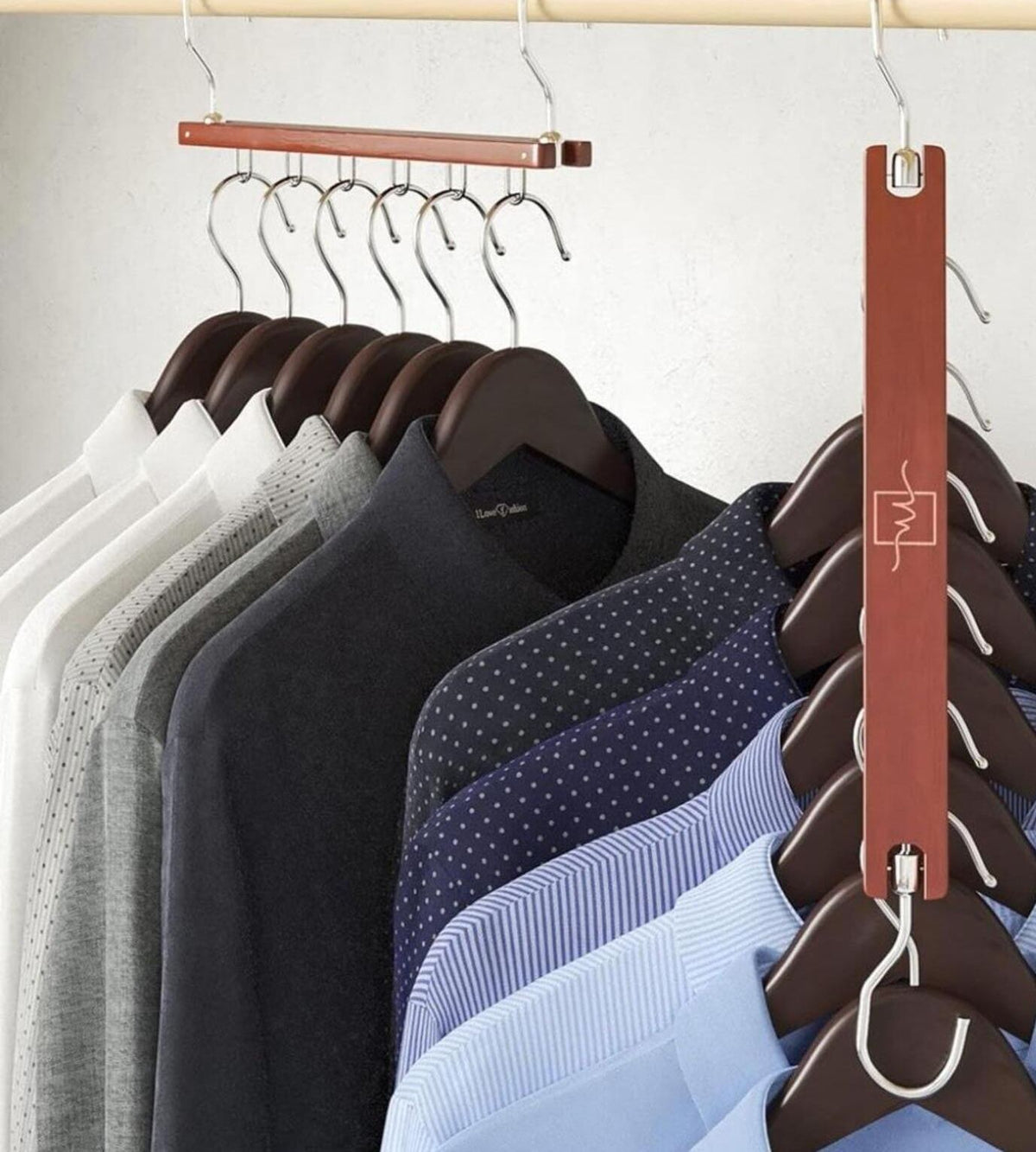 Space Saving Hangers - Mahogany - Closet Organizer - 3 Pack